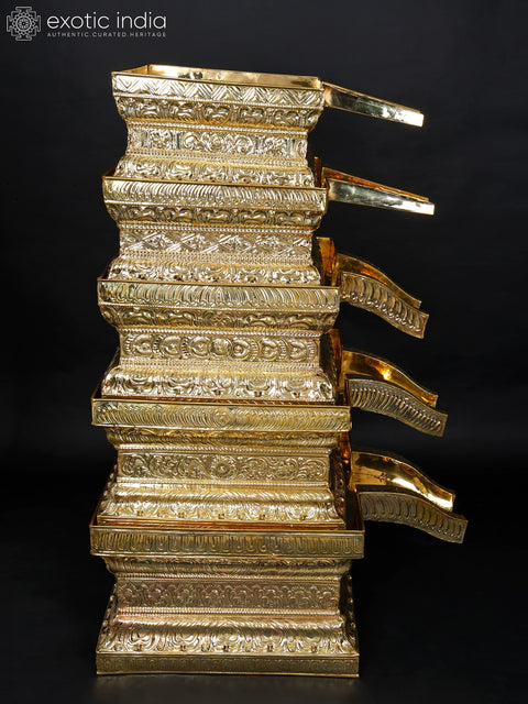 52" Large Set of Five Abhishek Patras in Brass