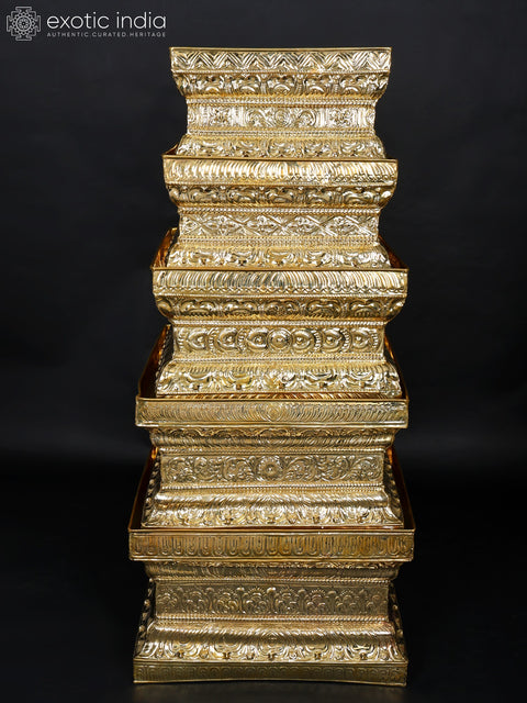 52" Large Set of Five Abhishek Patras in Brass