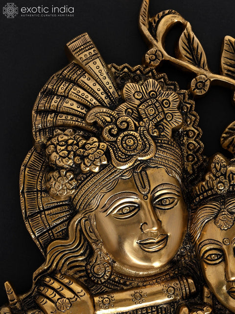 14" Brass Radha Krishna Wall Hanging