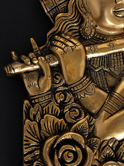 14" Brass Radha Krishna Wall Hanging