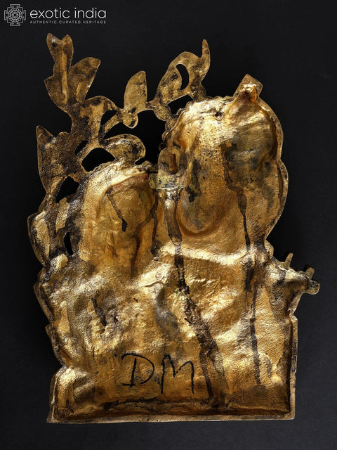 14" Brass Radha Krishna Wall Hanging