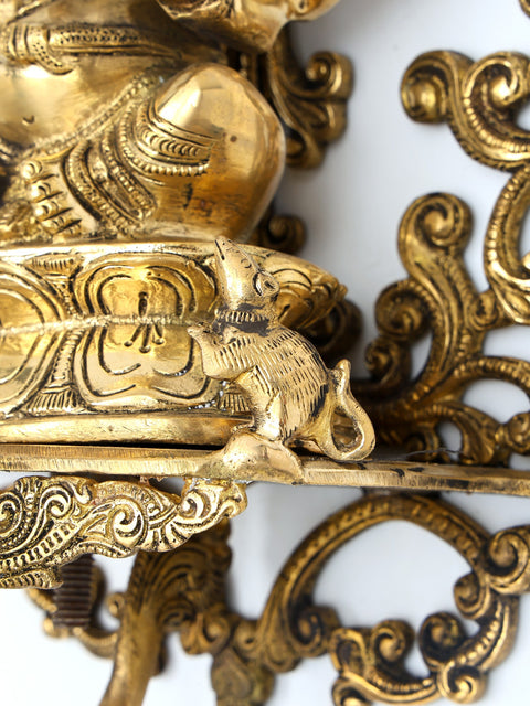 14" Blessing Lord Ganesha with Diya | Wall Hanging Brass Statue