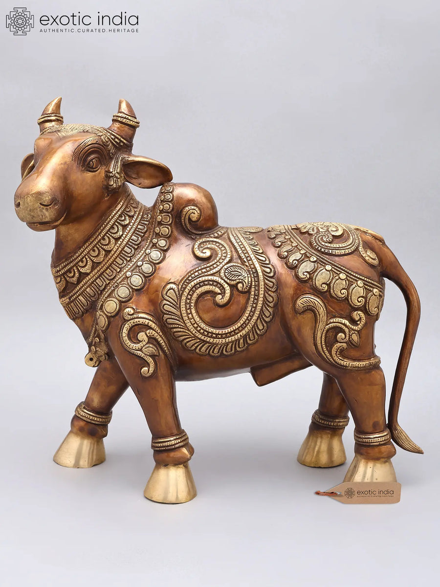 15" Brass Nandi Vahana Handmade Statue for Pooja Home Decor