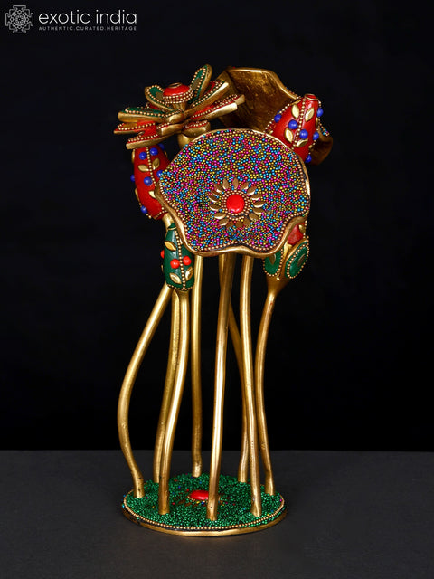 9" Brass Flowers Design Table Decor Piece