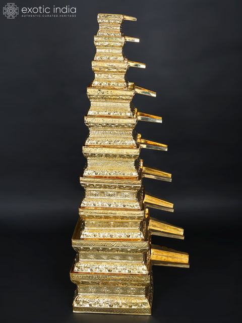 56" Large Set of 10 Abhishek Patras in Brass