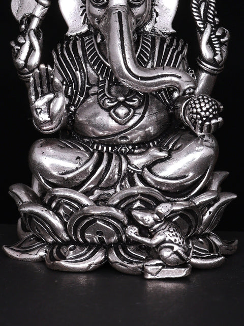 3" Small Superfine Blessing Lord Ganesha | Silver Plated Brass Statue