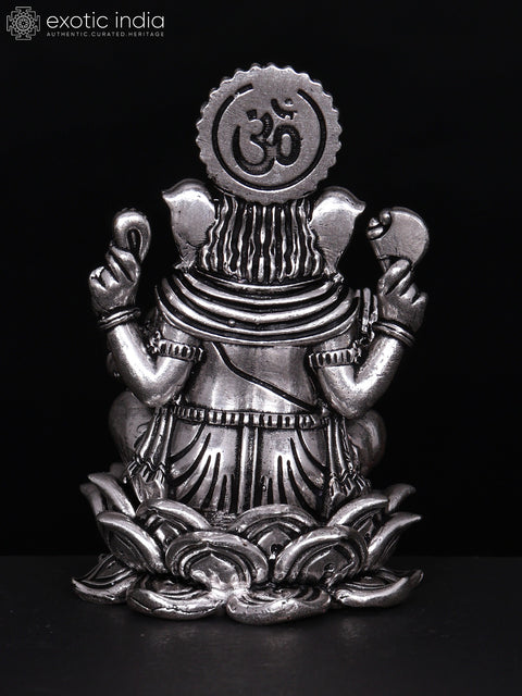 3" Small Superfine Blessing Lord Ganesha | Silver Plated Brass Statue