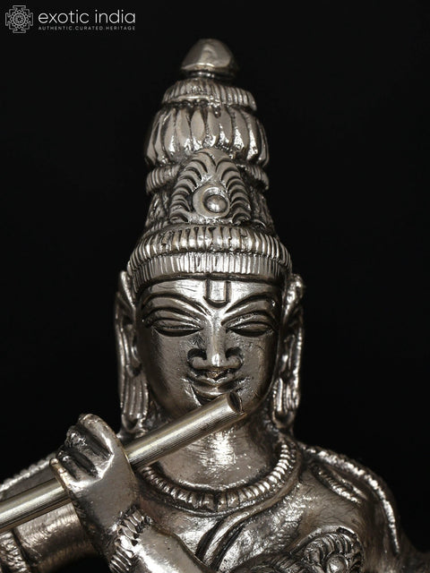 6" Small Radha Krishna | Silver Plated Brass Statue
