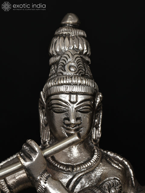 6" Small Radha Krishna | Silver Plated Brass Statue