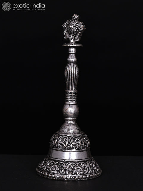 Superfine Vaishnava Chakra Bell in Brass with Silver Plating | Multiple Sizes