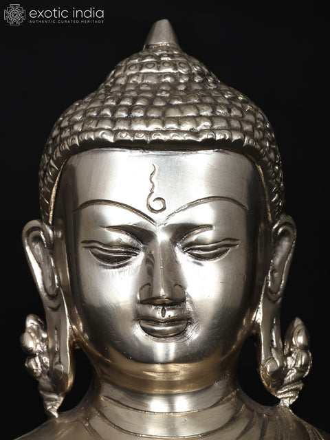 6" Gautama Buddha Bust | Silver Plated Brass Statue