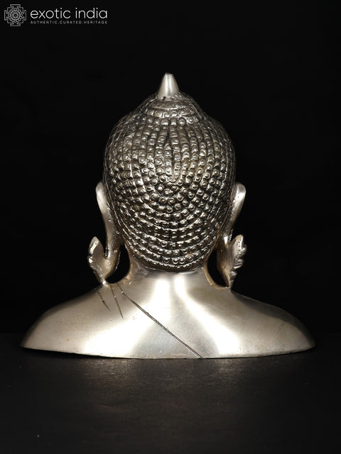 6" Gautama Buddha Bust | Silver Plated Brass Statue