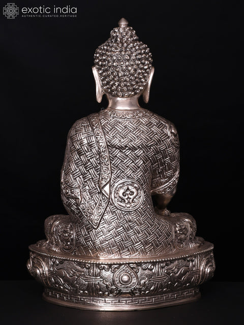 12" Bhumisparsha Buddha | Silver Plated Brass Statue