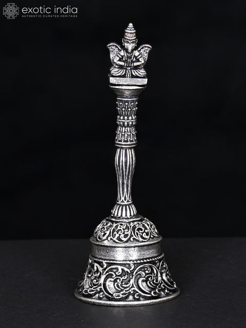 4" Superfine Garuda Ghanti in Brass with Silver Plating