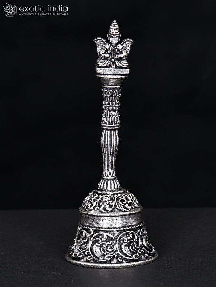 4" Superfine Garuda Bell Brass Statue with Silver Plating
