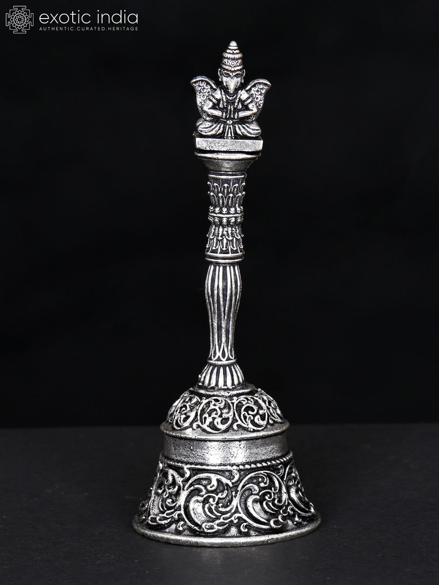 4" Superfine Garuda Bell Brass Statue with Silver Plating