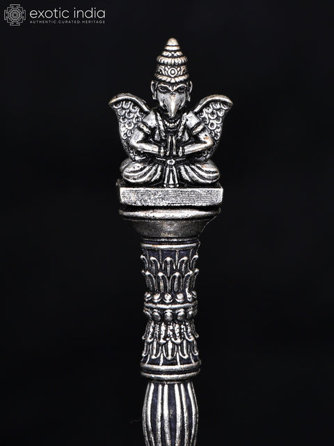 4" Superfine Garuda Ghanti in Brass with Silver Plating