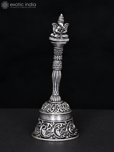 4" Superfine Garuda Ghanti in Brass with Silver Plating