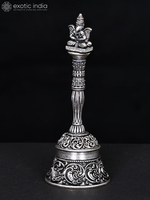 4" Superfine Garuda Ghanti in Brass with Silver Plating