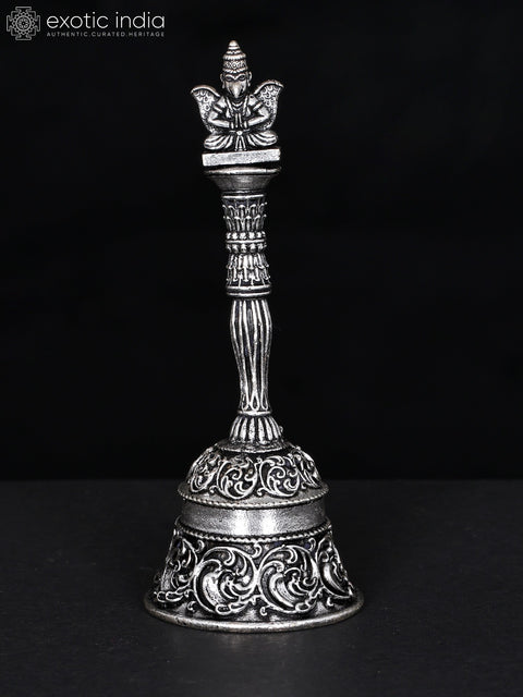 4" Superfine Garuda Ghanti in Brass with Silver Plating