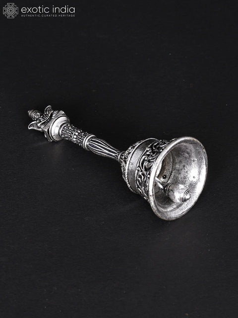 4" Superfine Garuda Ghanti in Brass with Silver Plating