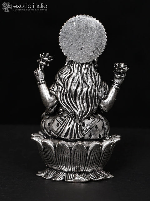 2" Small Superfine Blessing Goddess Lakshmi | Silver Plated Brass Statue