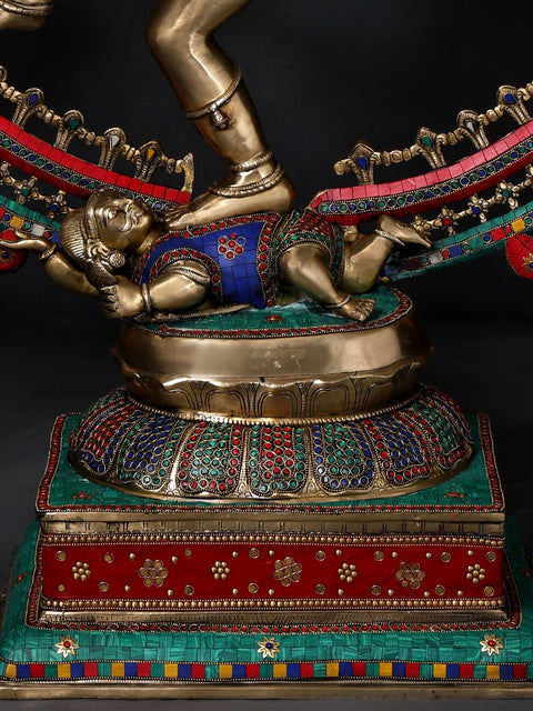 48" Large Nataraja - Dancing Lord Shiva | Brass Statue with Inlay Work