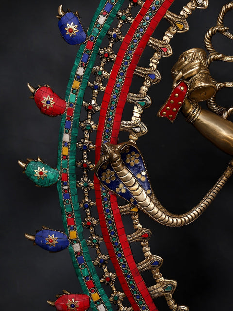 48" Large Nataraja - Dancing Lord Shiva | Brass Statue with Inlay Work