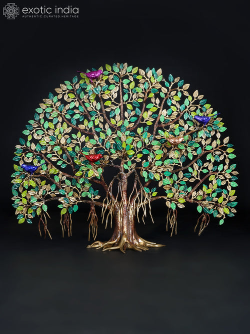 Large Brass Tree of Life with Birds Handmade Home Decor Statue