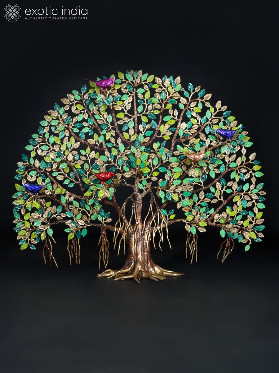 Large Brass Tree of Life with Birds Handmade Home Decor Statue