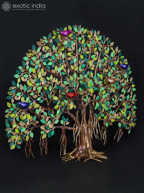 Large Brass Tree of Life with Chirping Birds | Home Decor