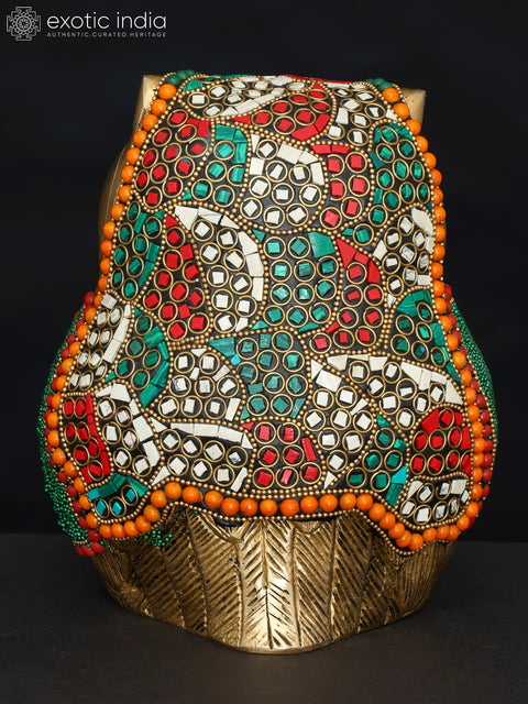 7" Decorative Owl | Table Decor | Brass Statue with Inlay Work