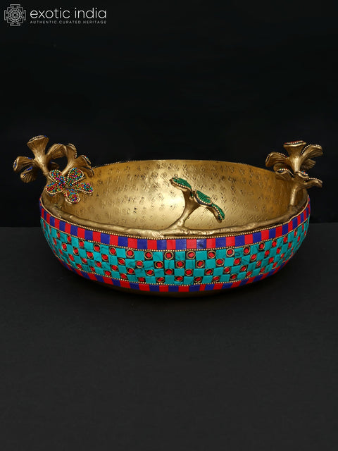 12" Decorative Urli in Brass with Inlay Work