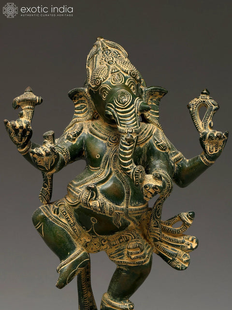 13" Dancing Lord Ganesha | Brass Statue