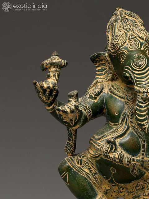 13" Dancing Lord Ganesha | Brass Statue