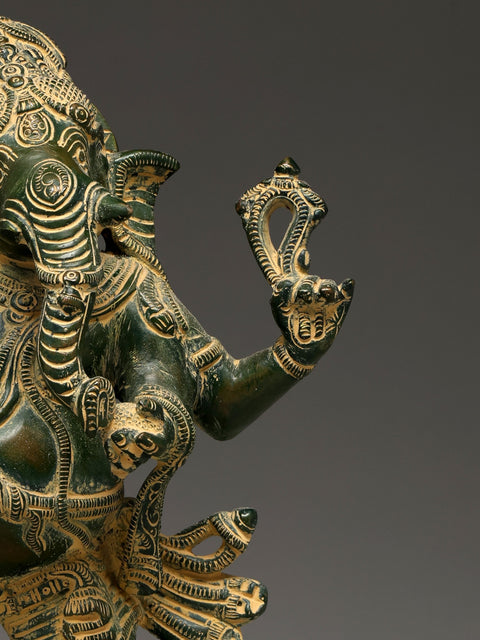 13" Dancing Lord Ganesha | Brass Statue