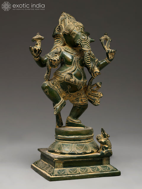 13" Dancing Lord Ganesha | Brass Statue