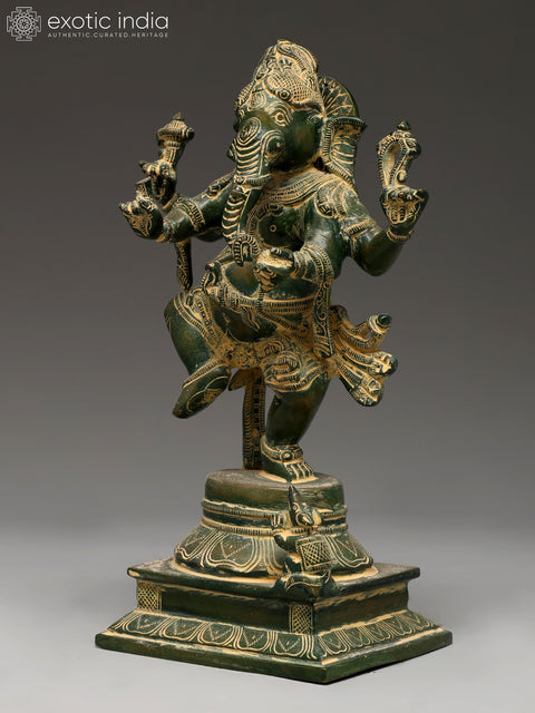 13" Dancing Lord Ganesha | Brass Statue