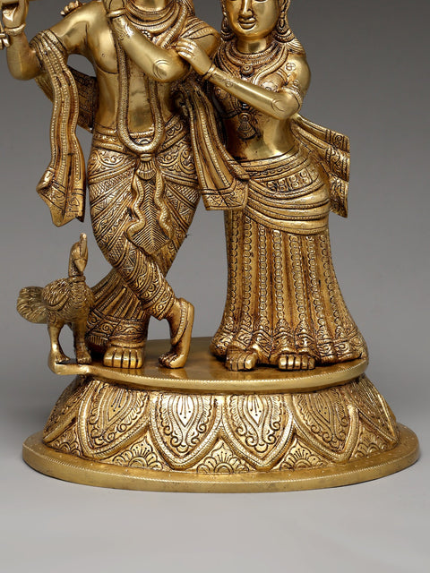 15" Standing Radha Krishna | Brass Statue