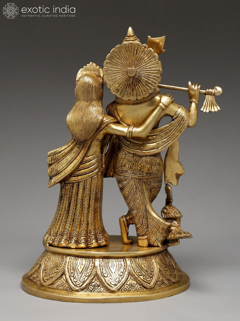 15" Standing Radha Krishna | Brass Statue