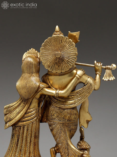 15" Standing Radha Krishna | Brass Statue