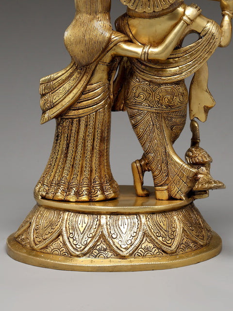 15" Standing Radha Krishna | Brass Statue
