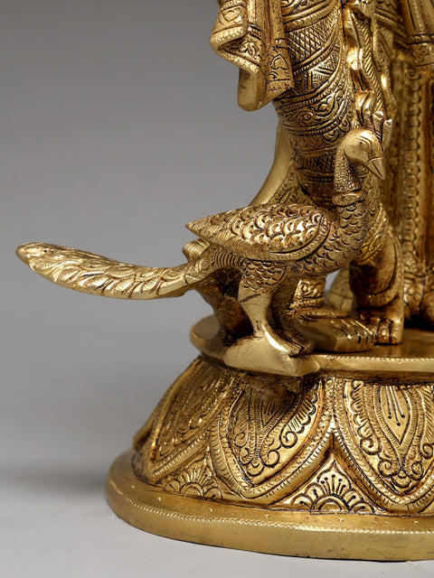 15" Standing Radha Krishna | Brass Statue