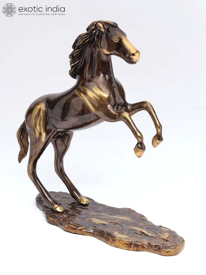 17" Galloping Horse Decorative Brass Statue