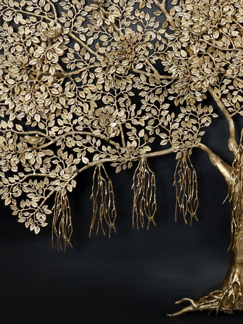 80" Super Large Brass Tree of Life with Chirping Birds