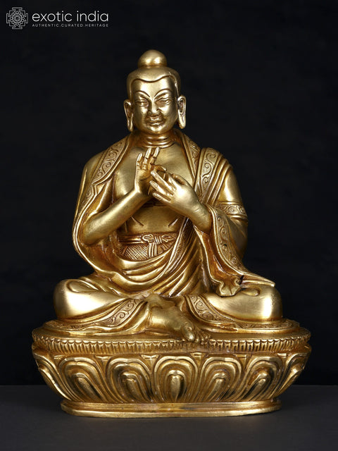 9" Lord Buddha in Dharmachakra Mudra | Brass Statue