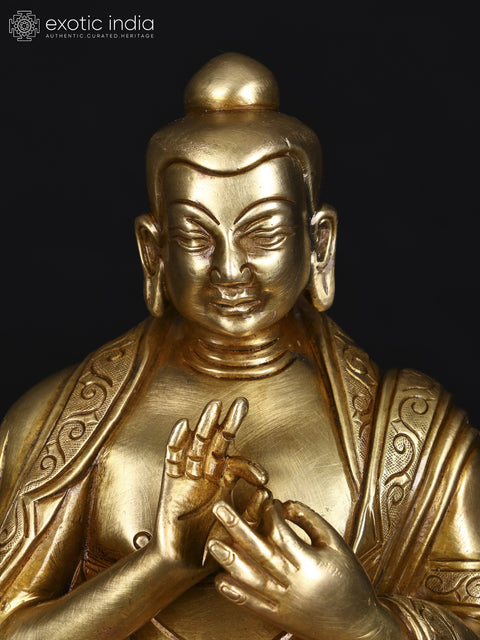 9" Lord Buddha in Dharmachakra Mudra | Brass Statue