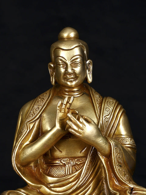 9" Lord Buddha in Dharmachakra Mudra | Brass Statue