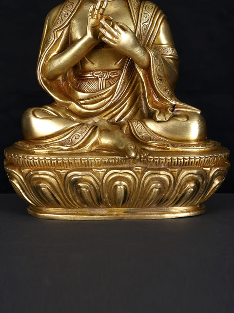 9" Lord Buddha in Dharmachakra Mudra | Brass Statue