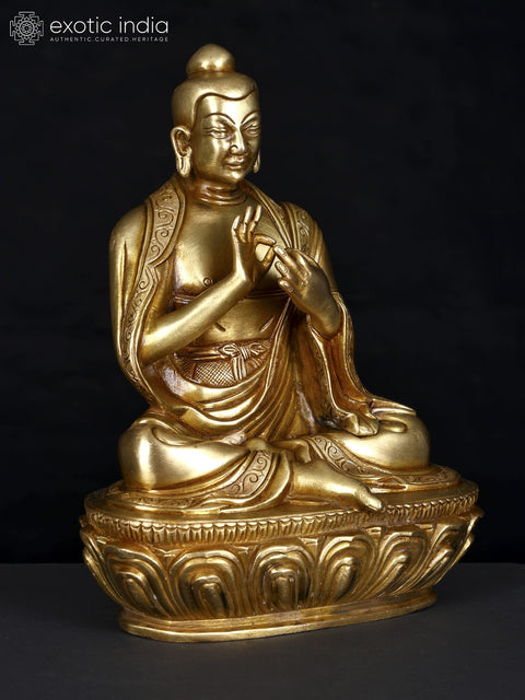 9" Lord Buddha in Dharmachakra Mudra | Brass Statue